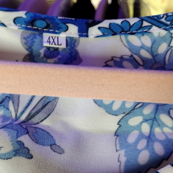 Sz 20 NEW Blue/White Floral Cold Shoulder Dress 27.75" PTP, 43.75" Long SOFT - Picture 15 of 15